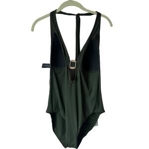 Amoressa Halter green with gold medal hardware One Piece Swimsuit Size 14
